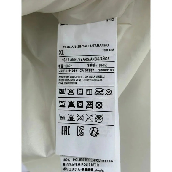 United Color of Benetton Kids Puffer Hoodie Graphic Jacket Sz XL Age 10/11 - Picture 12 of 12